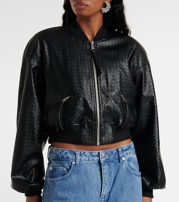 Cropped-Bomberjacke aus Lederimitat | Rotate