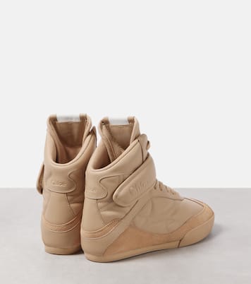 Kick suede-trimmed leather high-top sneakers | Chloé