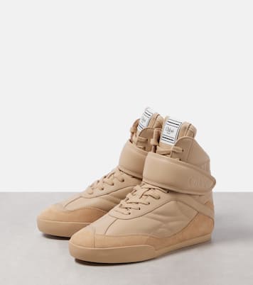 Kick suede-trimmed leather high-top sneakers | Chloé