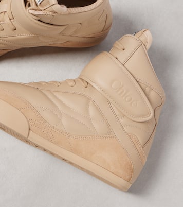 Kick suede-trimmed leather high-top sneakers | Chloé