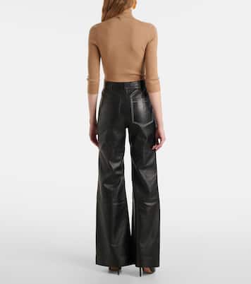 High-Rise Bootcut-Hose Alina aus Leder | Victoria Beckham