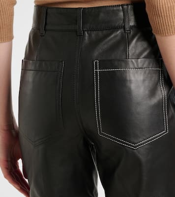 High-Rise Bootcut-Hose Alina aus Leder | Victoria Beckham