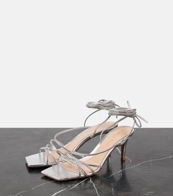 Sandalen 70 aus Metallic-Leder mit Kristallen | Gianvito Rossi