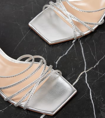 Sandalen 70 aus Metallic-Leder mit Kristallen | Gianvito Rossi