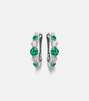 Classics 18kt white gold hoop earrings with emeralds and diamonds | Bucherer Fine Jewellery