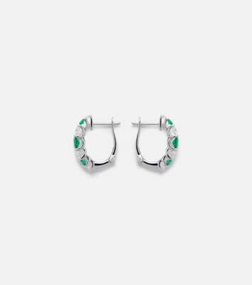Classics 18kt white gold hoop earrings with emeralds and diamonds | Bucherer Fine Jewellery
