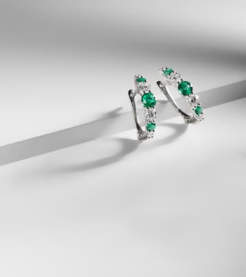 Classics 18kt white gold hoop earrings with emeralds and diamonds | Bucherer Fine Jewellery
