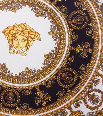 Fringed silk and cotton cushion | Versace Home