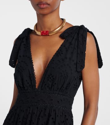 Robe longue Perla brodée en coton | Poupette St Barth