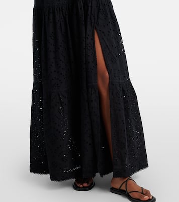 Robe longue Perla brodée en coton | Poupette St Barth