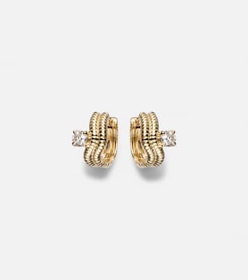 Second Hole Freddy 14kt gold huggie earrings with diamonds | Stone and Strand