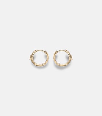 Second Hole Freddy 14kt gold huggie earrings with diamonds | Stone and Strand