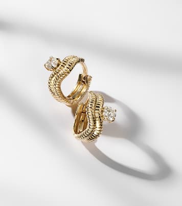 Second Hole Freddy 14kt gold huggie earrings with diamonds | Stone and Strand