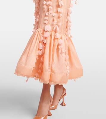 Abito midi Dawning in lino e seta | Zimmermann