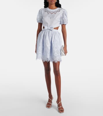 Embroidered bow-detail cutout minidress | Self-Portrait