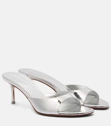 Jeanne 60 mirrored leather mules  | Amina Muaddi