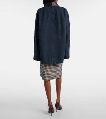 Oversize-Jacke aus Baumwolle mit Leder | Prada