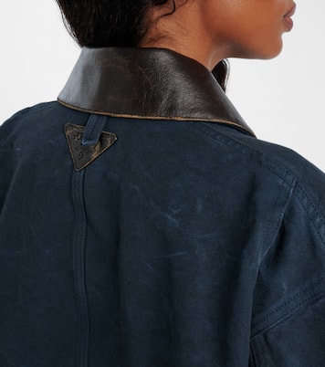 Oversize-Jacke aus Baumwolle mit Leder | Prada