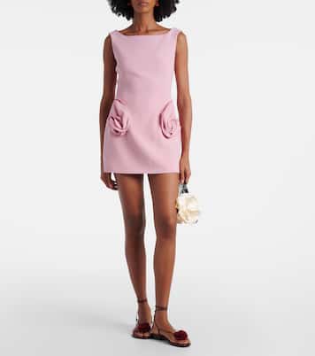 Vestido corto de mezcla de lana con aplique floral | Magda Butrym