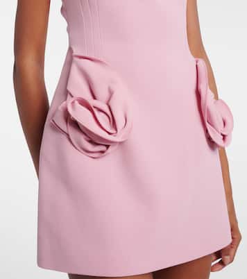 Vestido corto de mezcla de lana con aplique floral | Magda Butrym