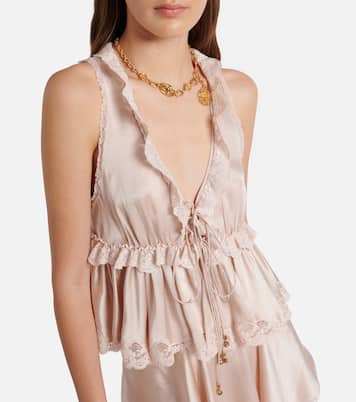 Lace-trimmed silk satin top | Chloé