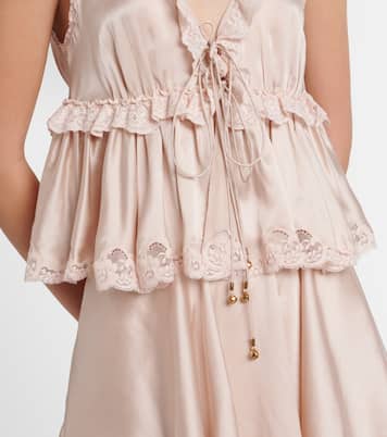 Lace-trimmed silk satin top | Chloé