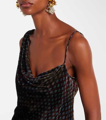 Draped printed velvet top | Dries Van Noten