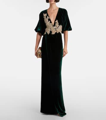 Floral velvet maxi dress | Costarellos