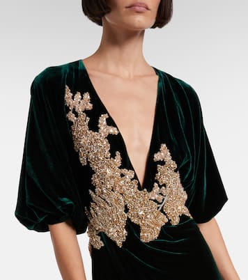 Floral velvet maxi dress | Costarellos