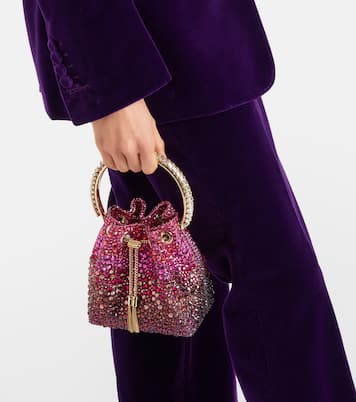 Bon Bon embellished satin bucket bag | Jimmy Choo