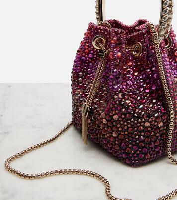 Bon Bon embellished satin bucket bag | Jimmy Choo
