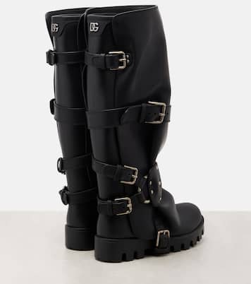 Bikerstiefel mit Leder | Dolce&Gabbana