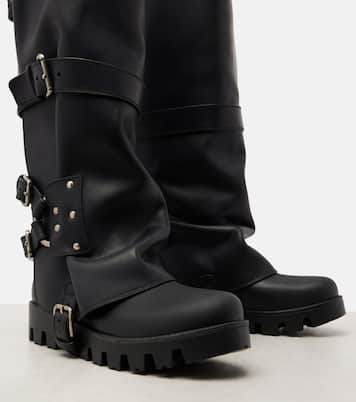 Bikerstiefel mit Leder | Dolce&Gabbana