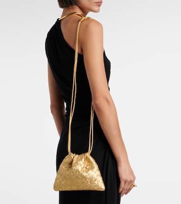 Intrecciato Small metallic leather pouch | Bottega Veneta