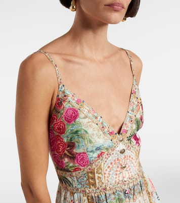 Embellished floral linen maxi dress | Camilla