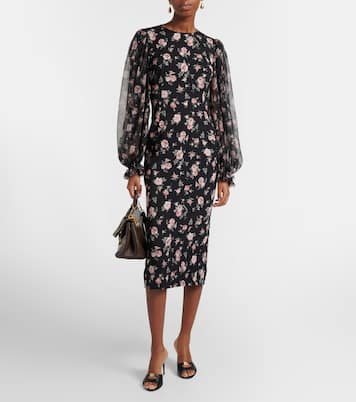 Floral silk-blend charmeuse midi dress | Dolce&Gabbana