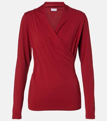 Meri cotton-blend jersey wrap top | Velvet