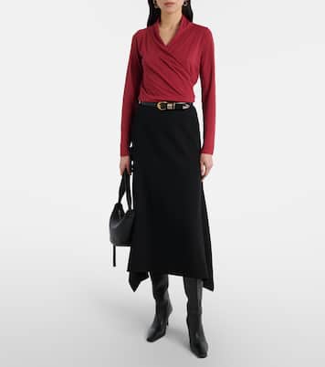 Meri cotton-blend jersey wrap top | Velvet