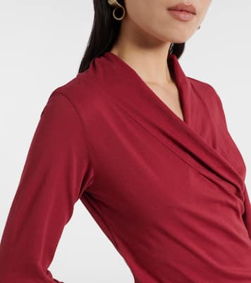 Meri cotton-blend jersey wrap top | Velvet