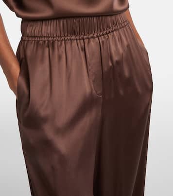 Silk-blend satin wide-leg pants | Brunello Cucinelli