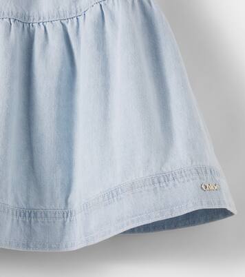 Ruffled denim dress | Chloé Kids