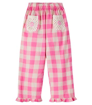 Anais checked crochet-trimmed cotton-blend pants | Bebe Organic