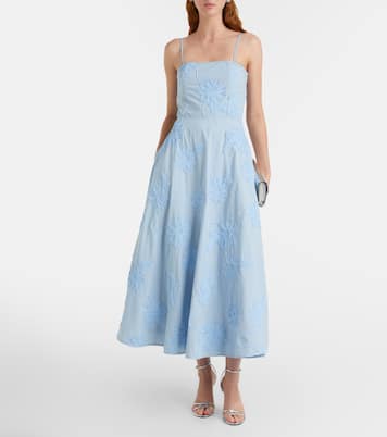 Embroidered floral cotton midi dress | Rotate