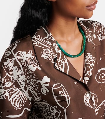 Prague printed silk twill bowling shirt | Asceno