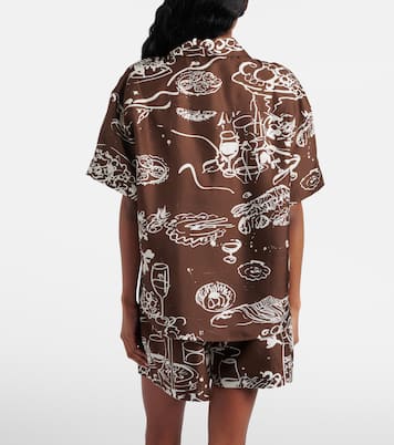 Prague printed silk twill bowling shirt | Asceno