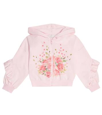 Sweat-shirt à capuche zippé à fleurs | Monnalisa