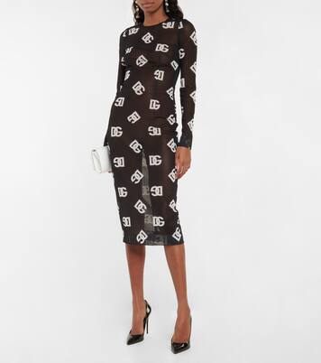 Robe midi en tulle à logo | Dolce&Gabbana