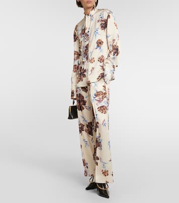 Pantalon ample à taille haute à fleurs | Jil Sander