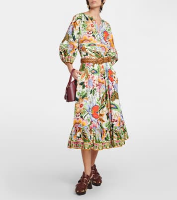 High-rise floral cotton midi skirt | Etro