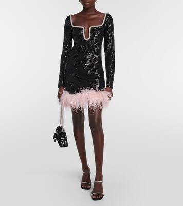 Robe à sequins et plumes | Self-Portrait